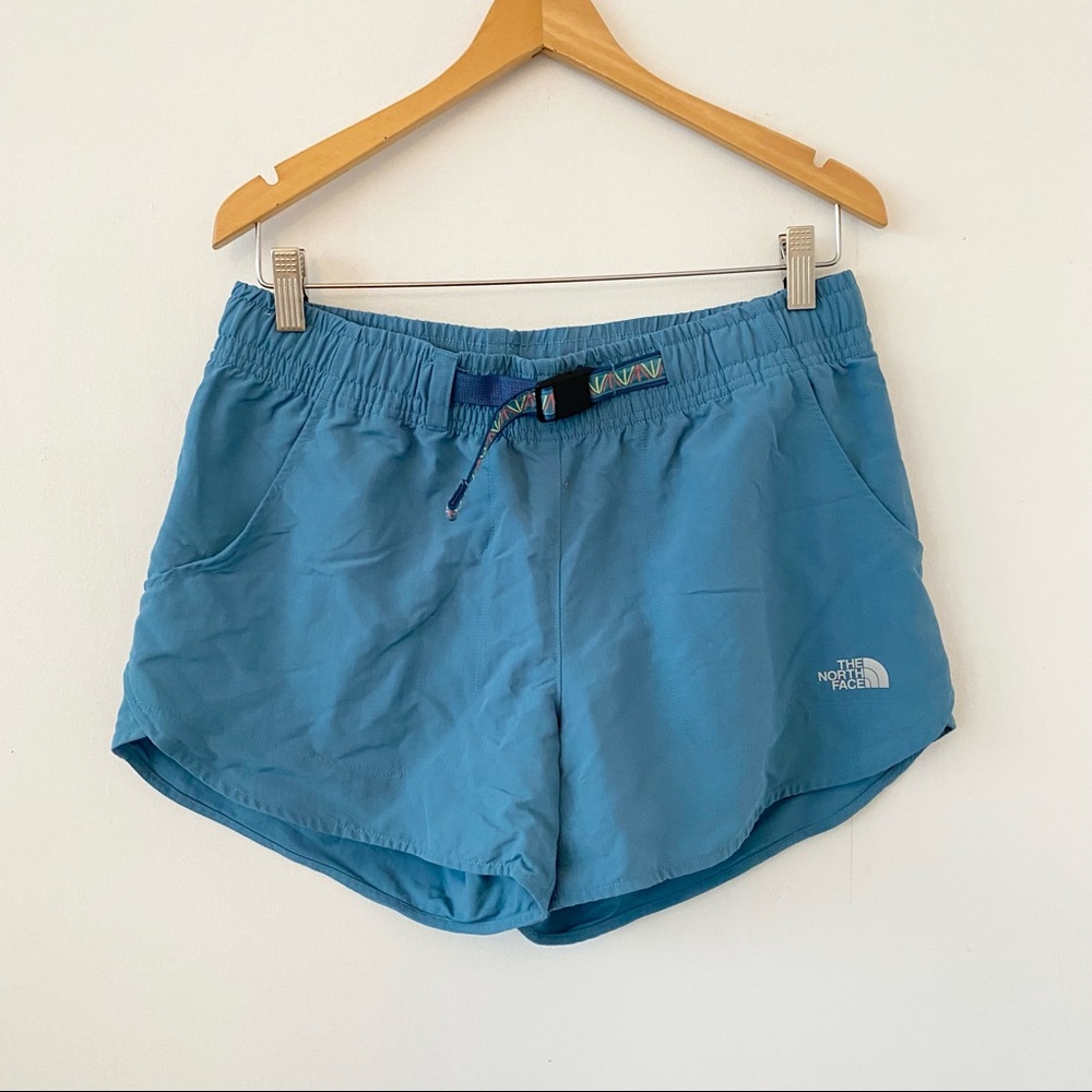The North Face blue hiking shorts